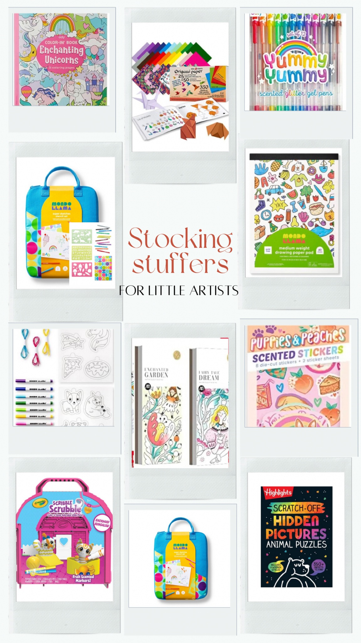 Stocking stuffer gift guide for little artists, art loving kids. Best for ages 3-10. #giftguide #stockingstuffersforkids 

#LTKGiftGuide #LTKHoliday #LTKkids
