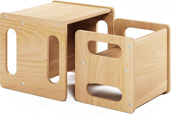 Montessori Weaning Table and Chair Set,Real Hardwood, Desk for Toddler Reading,Snack Time,Playroo... | Amazon (US)
