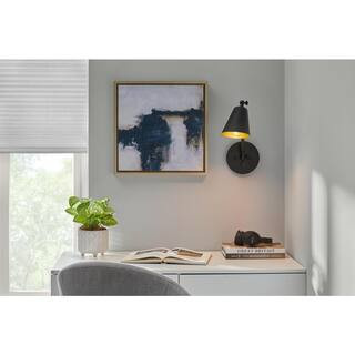 Grant 1-Light Matte Black Finish Wall Sconce with Aged Brass Inside Metal Shade | The Home Depot