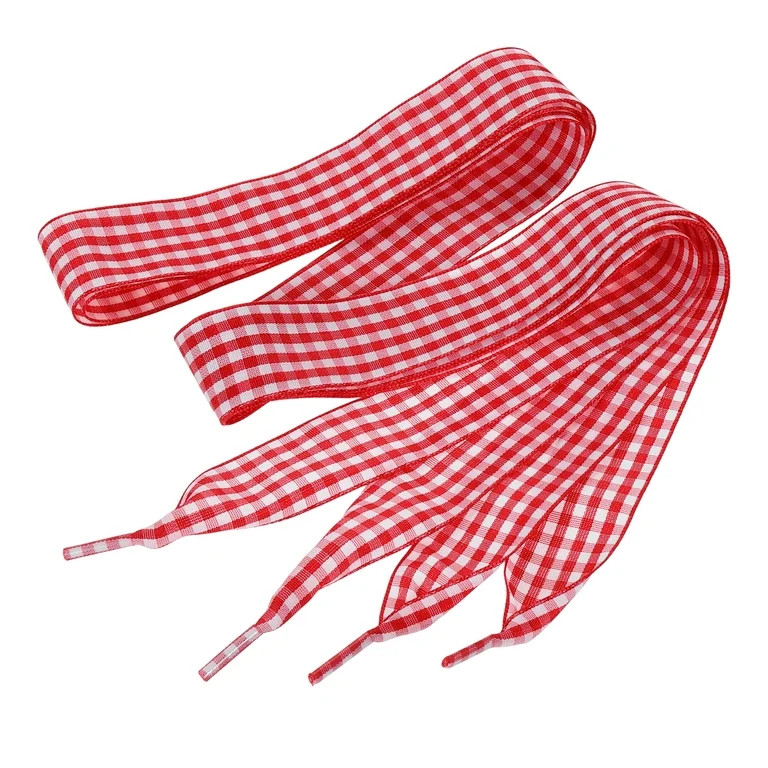 Uxcell 1 Pair 47.2 Inch Gingham Shoelaces, 1 Inch Wide Red Ribbon Shoe Laces Plaid Satin Fabric S... | Walmart (US)