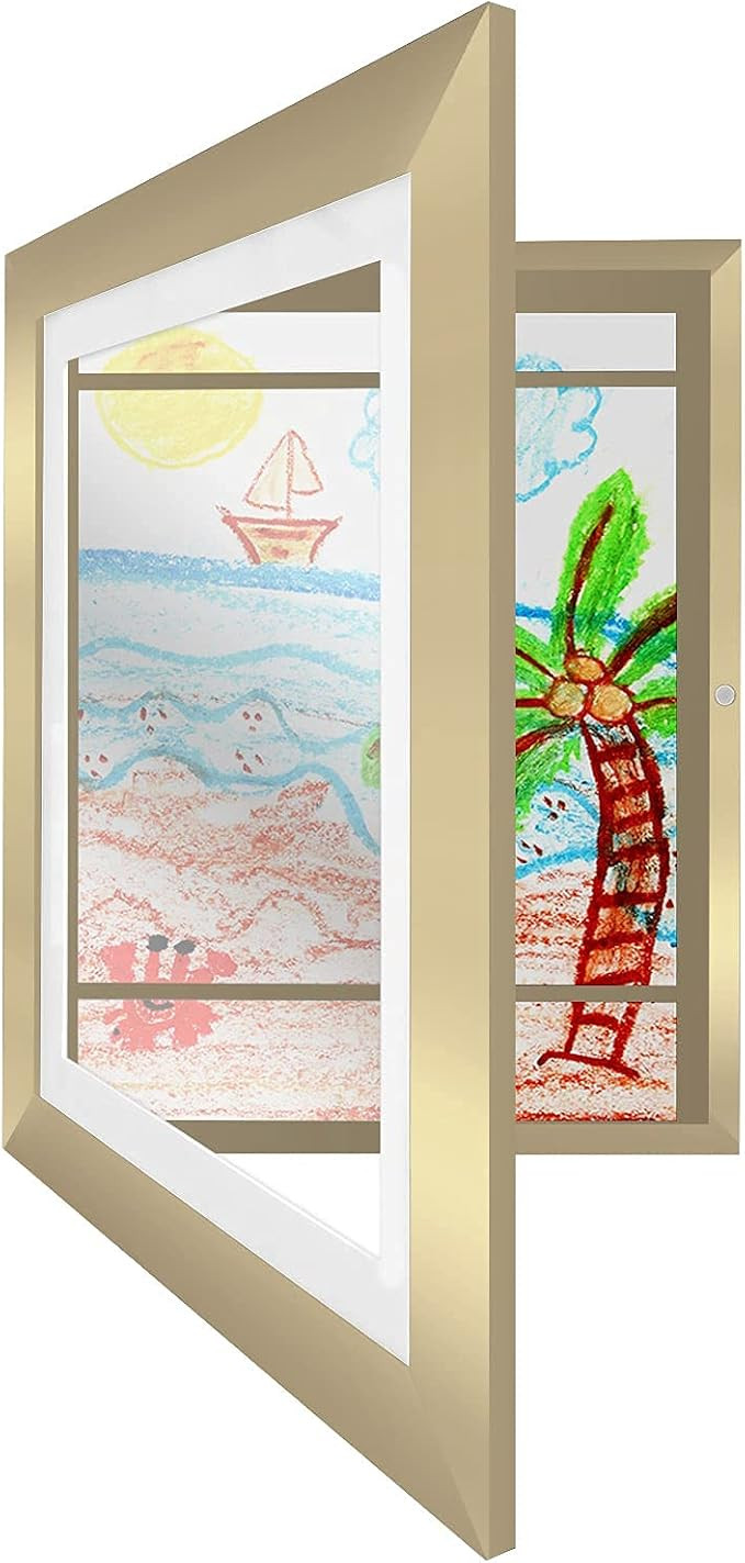 Americanflat 10x12.5 Kids Artwork Picture Frame in Gold - Displays 8.5x11 With Mat and 10x12.5 Wi... | Amazon (US)