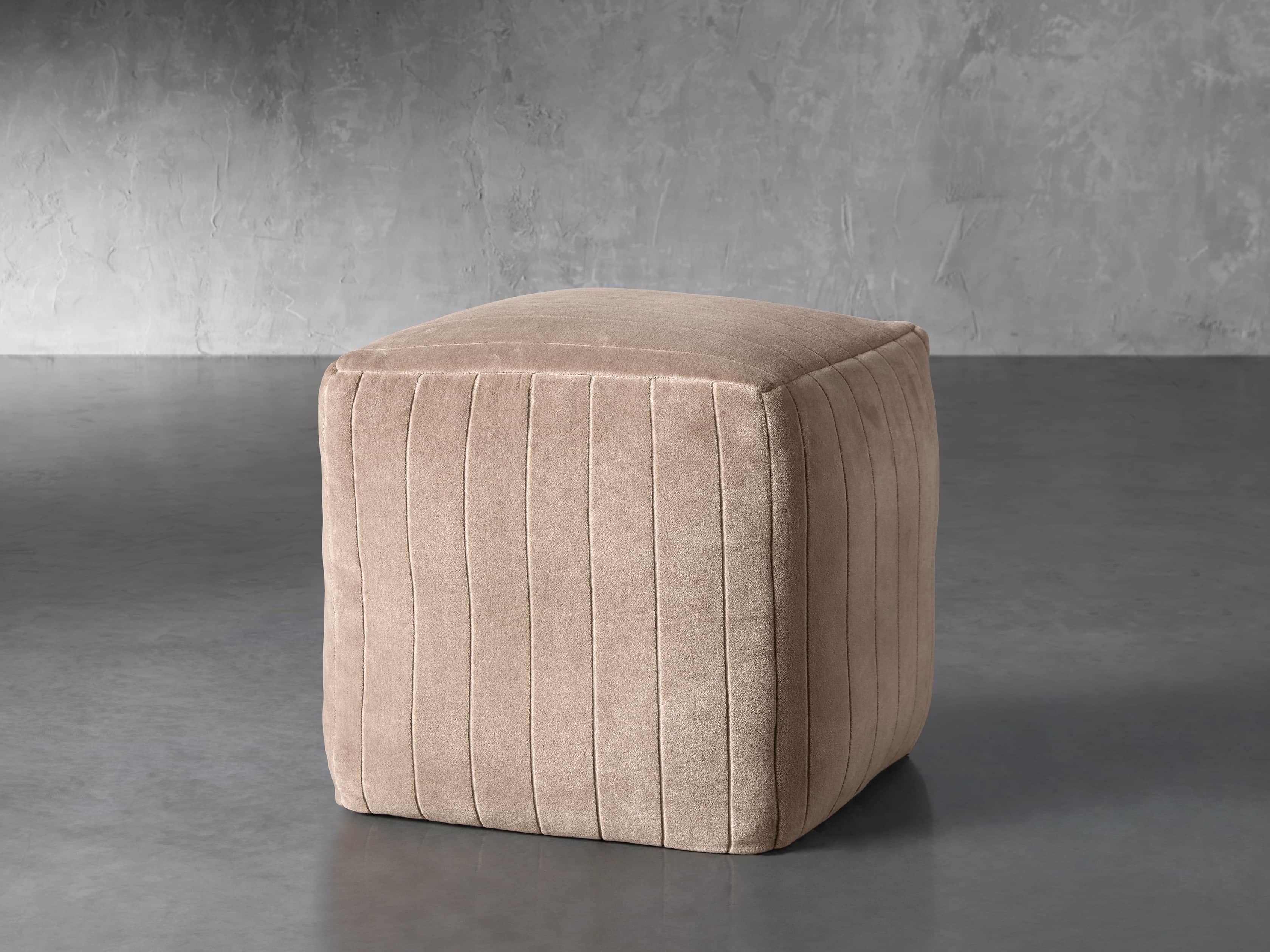 Velvet Channel Stitch Pouf | Arhaus