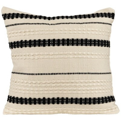 Northlight 20" White and Black Handloom Woven Outdoor Square Throw Pillow | Target