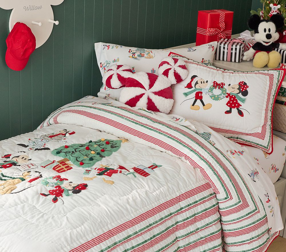Disney Mickey Mouse and Friends Holiday Quilt & Shams | Pottery Barn Kids