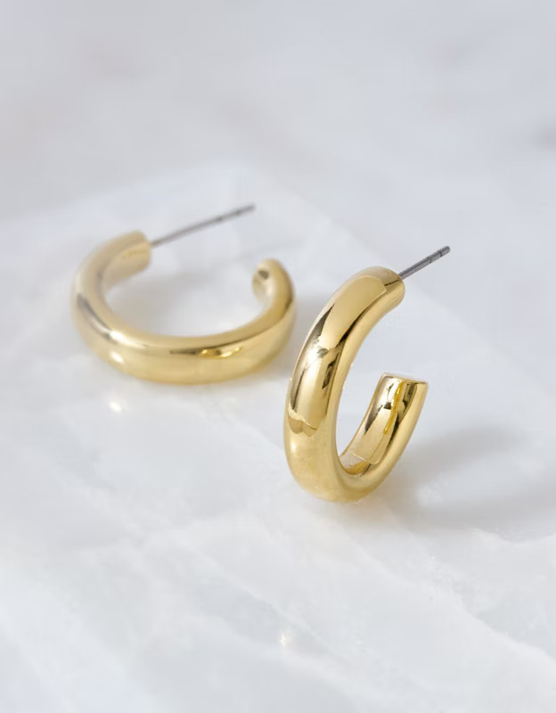 AEO Keepers Collection 14K Gold-Plated Hoop Earrings | American Eagle Outfitters (US & CA)