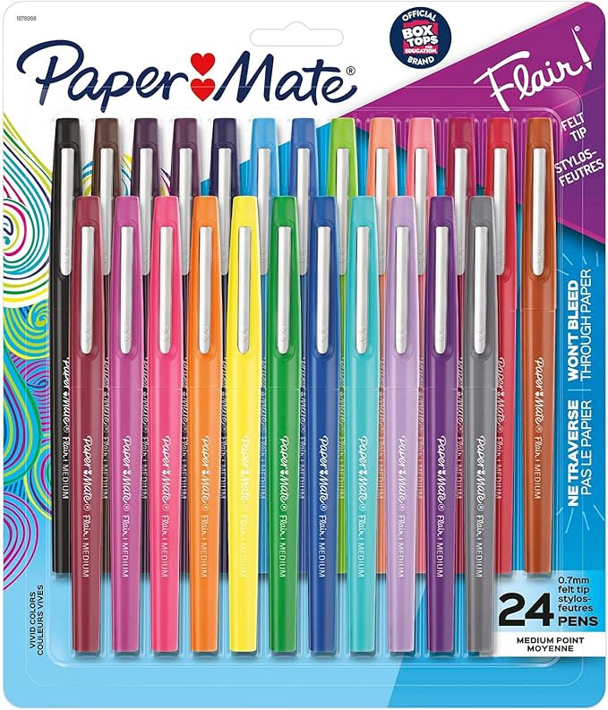 Paper Mate Flair Felt Tip Pens | Medium Point 0.7 Millimeter Marker Pens | Back to School Supplie... | Amazon (US)