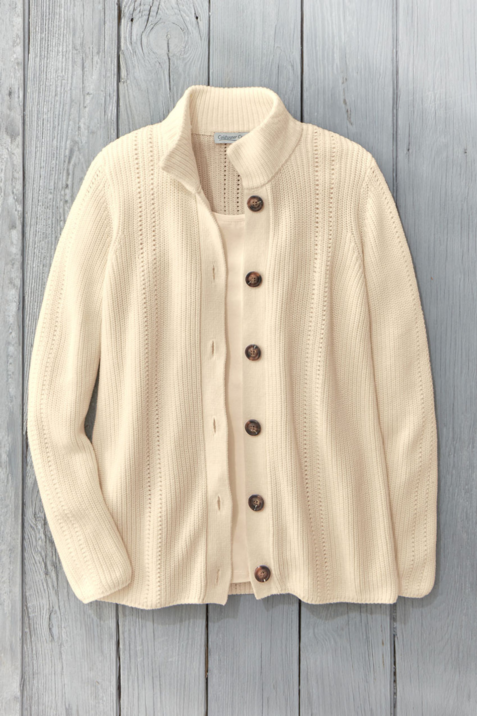 Shaker Detail Button Cardigan | Coldwater Creek