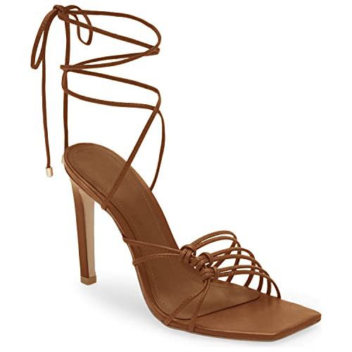 Juliet Holy Womens Lace Up Heeled Sandals Square Open Toe Stiletto Heels Strappy Summer Dressy Shoes | Amazon (US)
