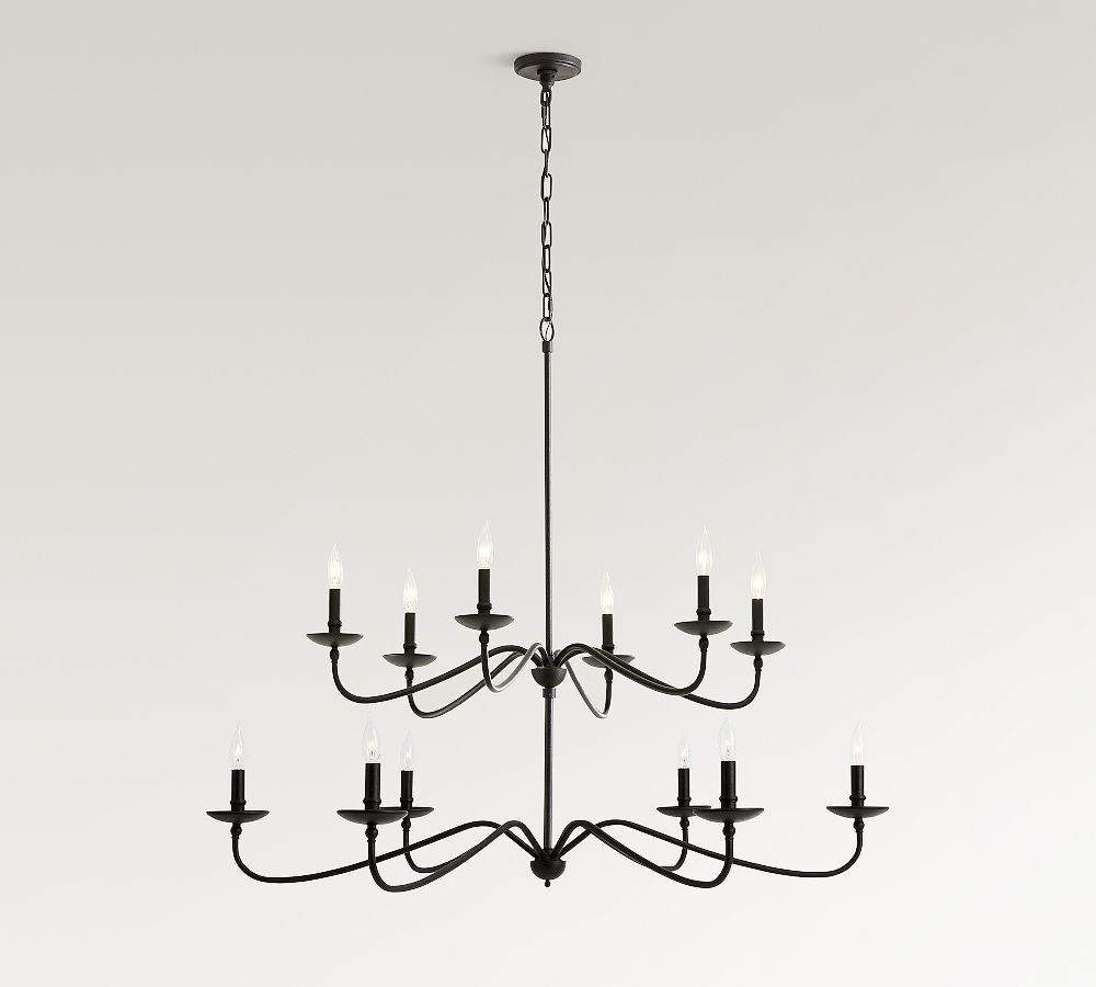 Lucca Iron Round 2-Tier Chandelier (48") | Pottery Barn (US)