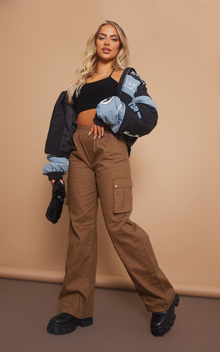 Mocha Wide Leg High Waisted Cargo Pant | PrettyLittleThing US