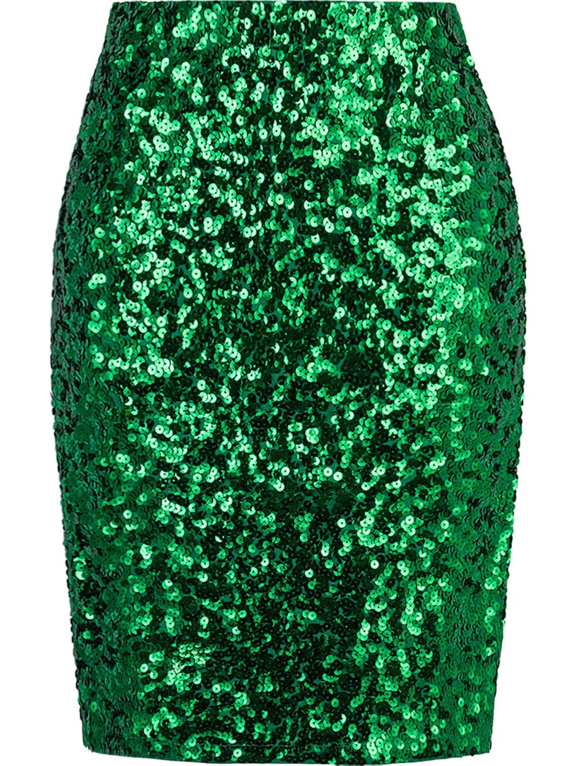 VIJIV Women's Sequin Skirt Midi High Waist Elegant Stretchy Sparkle Side Slit Pencil Skirt Party ... | Amazon (US)