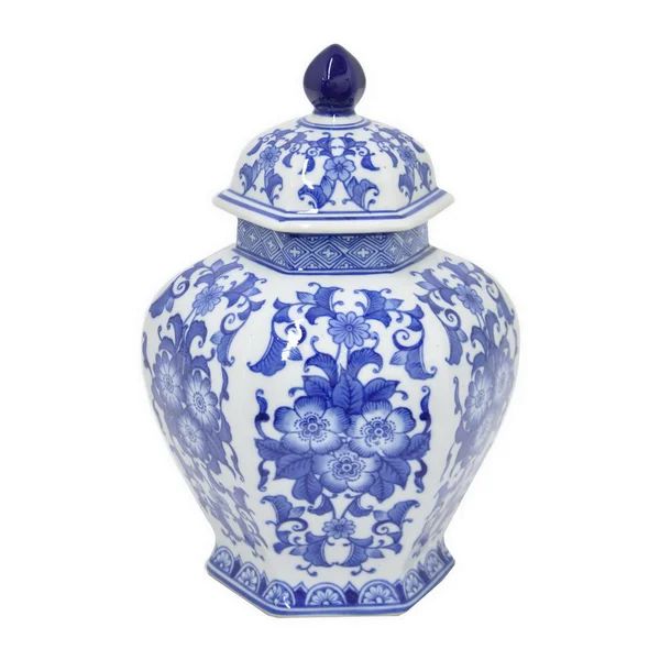 Guyette Blue/White 12'' Porcelain Ginger Jar | Wayfair North America