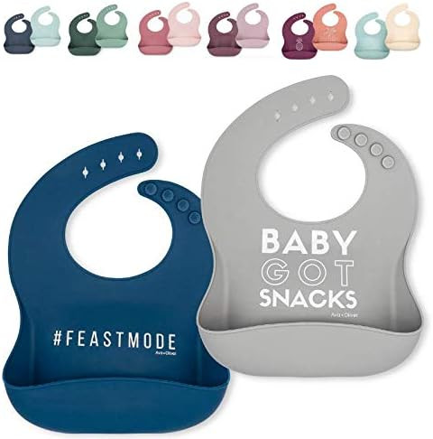 Waterproof Silicone Bib Set with Adjustable Neck Closure - Durable Silicone Bibs for Babies - Set... | Amazon (US)