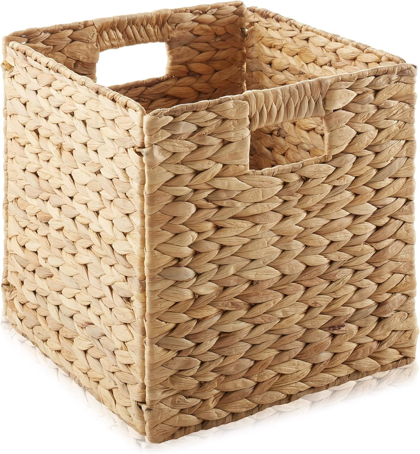 Casafield 10.5" x 10.5" Water Hyacinth Storage Baskets, Natural - Set of 4 Collapsible Cube Organ... | Amazon (US)
