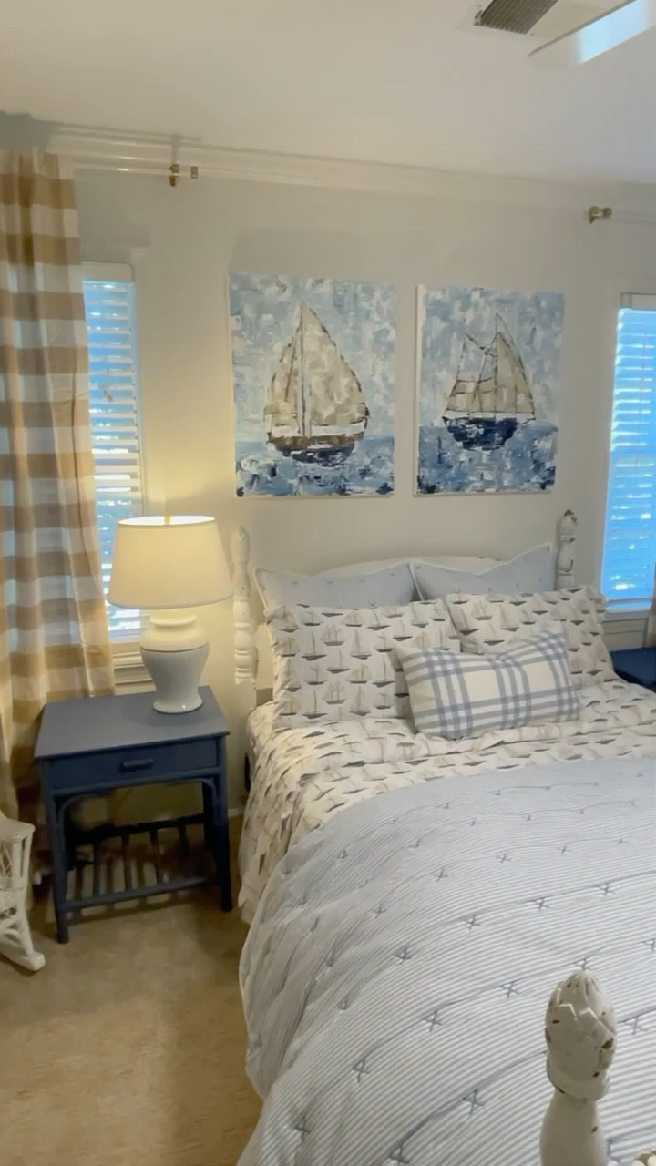 Toddler boy bedroom decor, sailboat bedding, acrylic curtain rods and curtains!

#LTKhome #LTKkids #LTKfamily