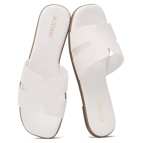 KIDMI Women's Dressy Flat Sandals, Comfortable Slip On Summer Slides, Fashion Open Toe Casual San... | Amazon (US)