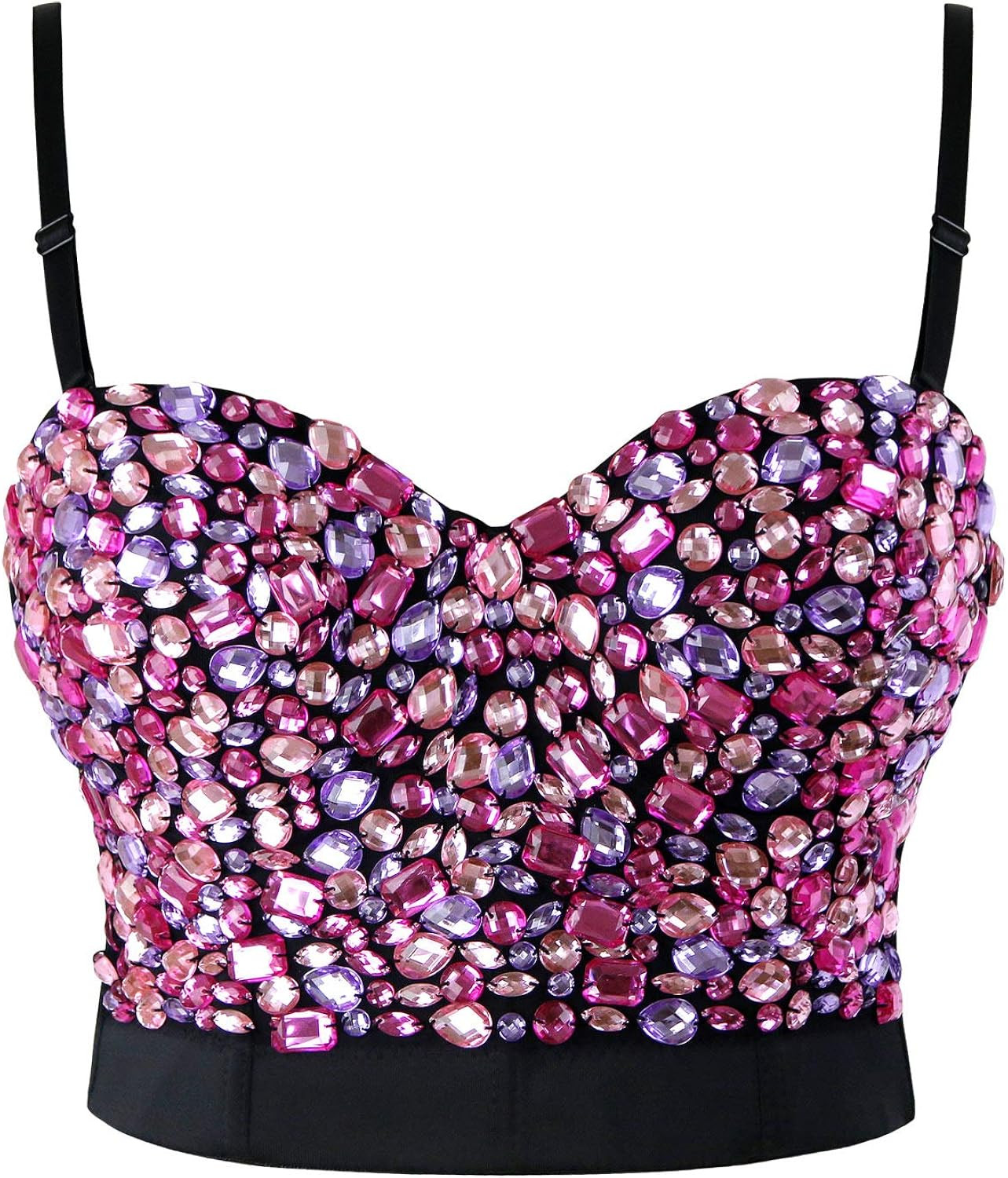 Charmian Women's Colorful Rhinestone Push Up Bra Clubwear Party Bustier Crop Top | Amazon (US)