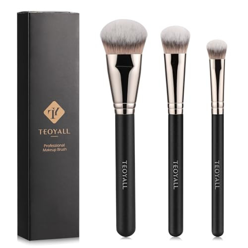 TEOYALL Flat Angled Brushes, Flawless Foundation Brush Under Eye Concealer Brush Bronzer Brush with Liquid Cream Powder | Amazon (US)