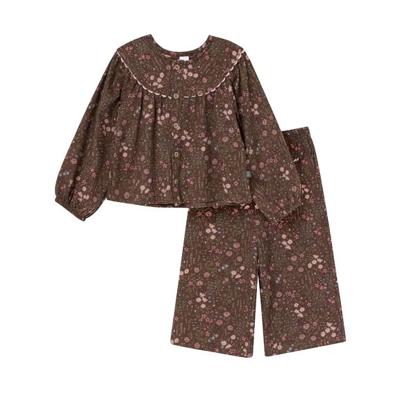 Modern Moments by Gerber Toddler Girl Ric Rac Top and Pant Set, 2-Piece, Sizes 12 Months - 5T | Walmart (US)
