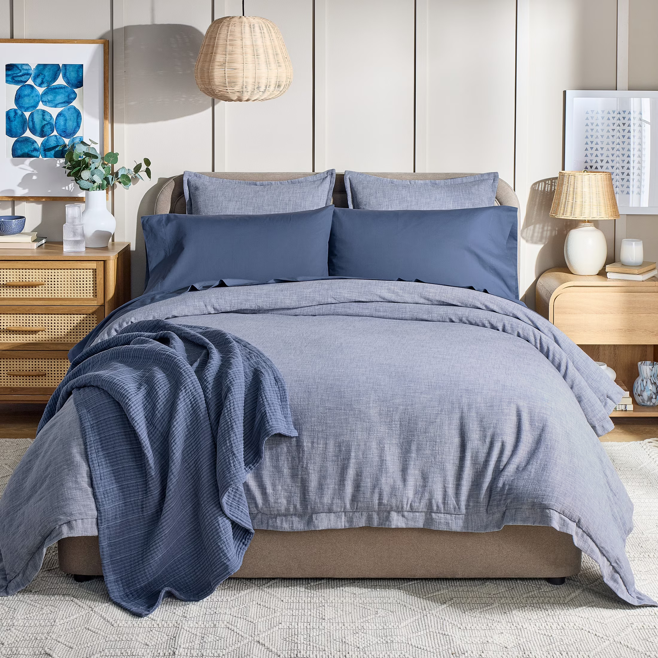 Better Homes & Gardens All in One Reversible Comforter and Sheet Set 8 Piece, King, Heather Chambray Blue - Walmart.com | Walmart (US)
