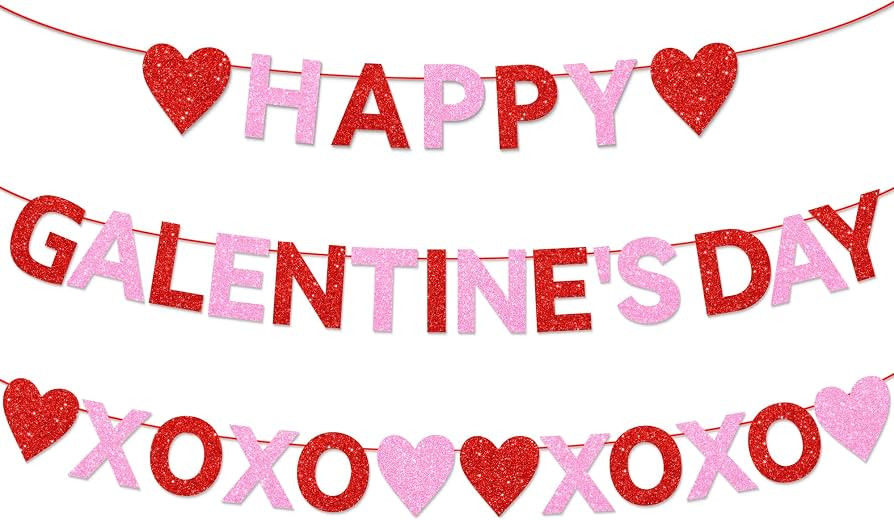 Galentines Day Decorations,Glitter Red Pink Galentines Decorations Include Happy Galentines Day B... | Amazon (US)