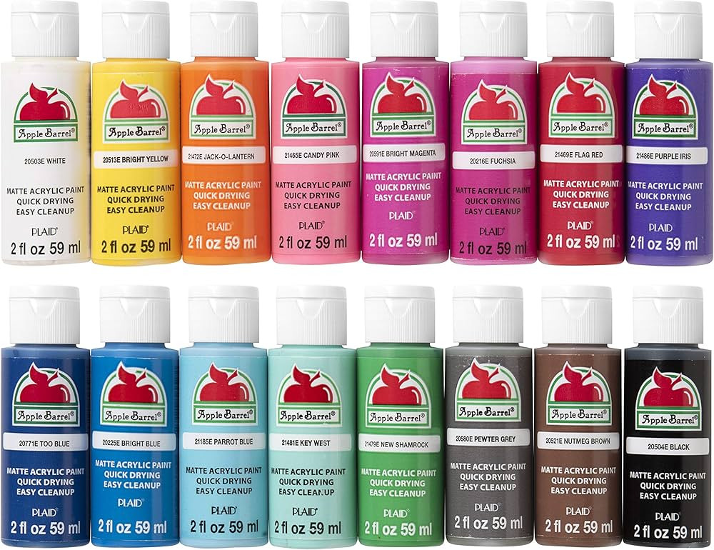 Apple Barrel Acrylic Paint Set (2-Ounce), Best Colors Count, 32 Fl Oz (Pack of 16) | Amazon (US)