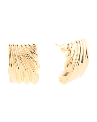 Made In Italy 14kt Gold Ribbed Earrings | TJ Maxx