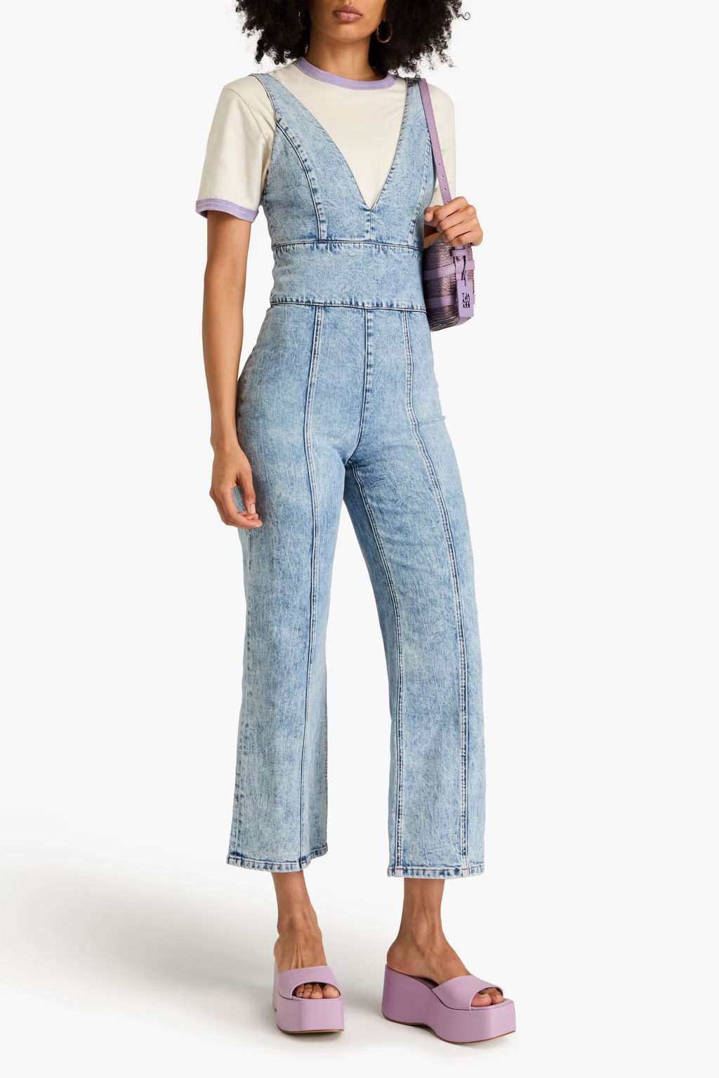 Sandra cropped faded denim jumpsuit | The Outnet (US and CA)