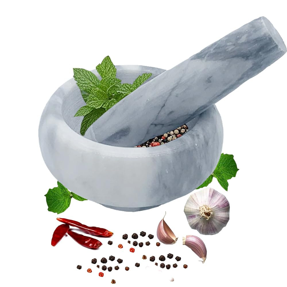 Marble Mortar and Pestle Set, Hibucuo Small 3.5 Inches Grinder Bowl for Guacamole,Pestos Seasonin... | Amazon (CA)