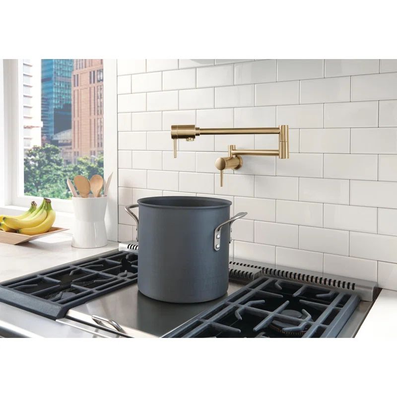 Contemporary Pot Filler Faucet, Wall Mount Pot Filler Kitchen Faucet | Wayfair North America