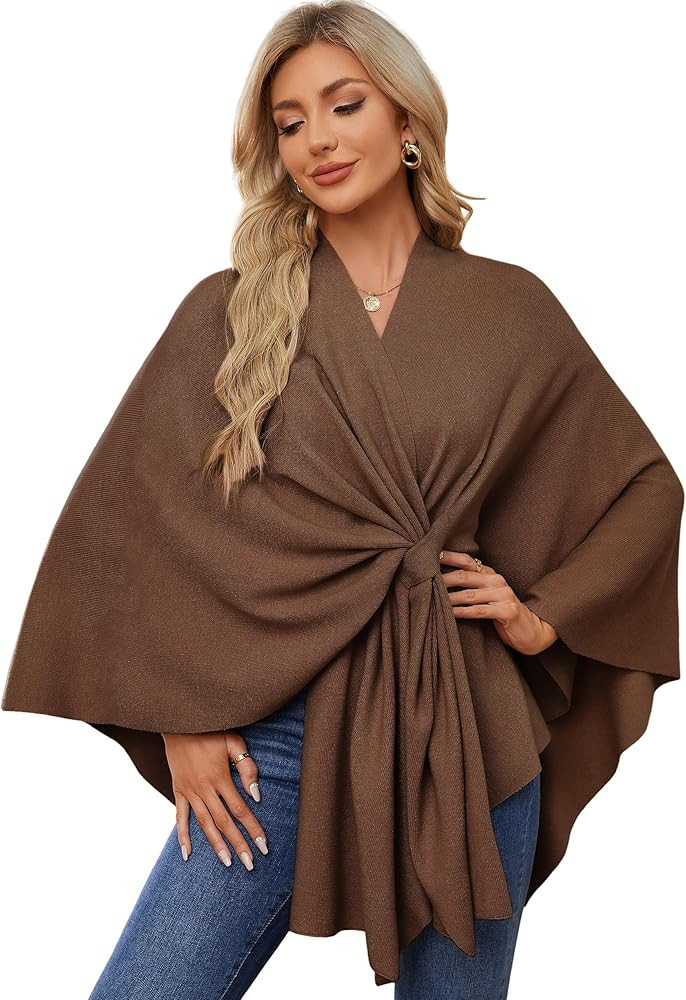 PULI Women's Elegant Shawl Wraps Soft Open Front Poncho Sweater for Spring Fall Winter | Amazon (US)