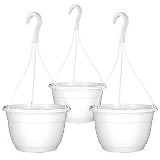 10 in. Dia White Plastic Hanging Basket (3-pack) | The Home Depot