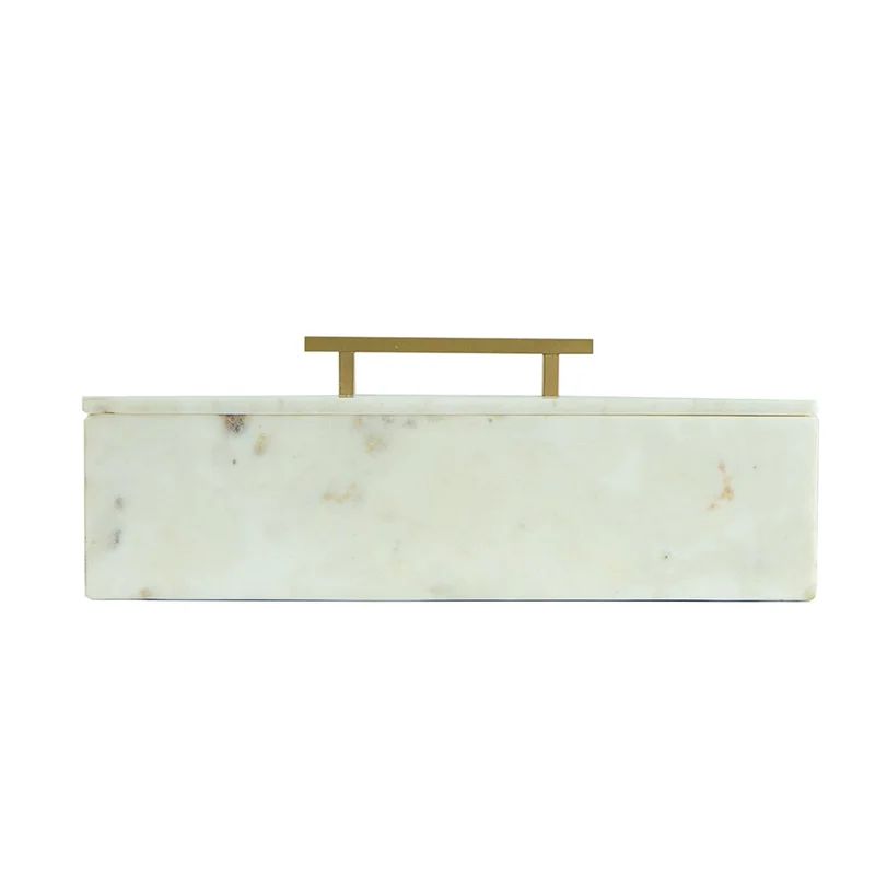 Bruner Box with Brass Handle - White | Wayfair Professional