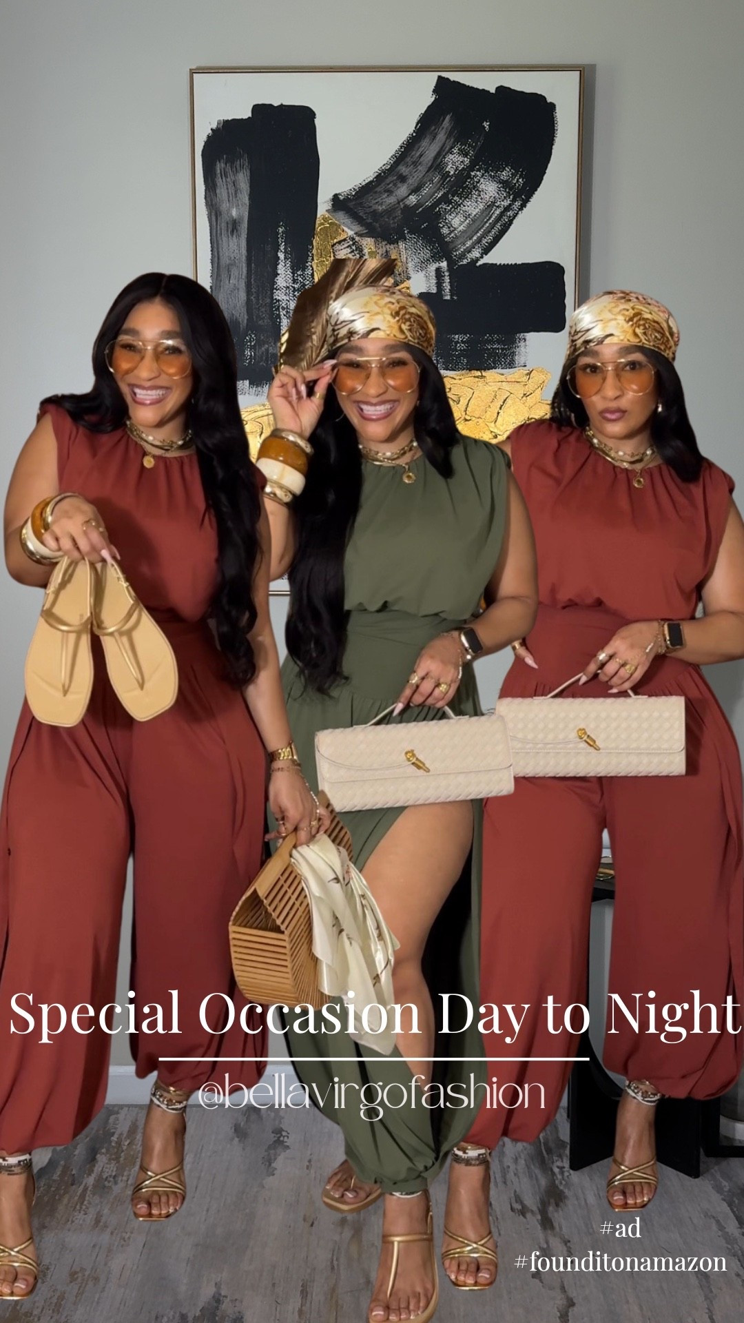 Looking for a special occasion outfit that can double as a daytime look?! This jumpsuit is it! It comes with hidden snaps that you can unsnap to show a lil bit of leg! You can pair this with cute slides or heels to take it from a day to night look! Amazon is currently having their Big Spring Sale right now from March 25th-31st. You can grab these items now. @amazon #ad #founditonamazon
Brown jumpsuit: Medium
Olive jumpsuit: Small



#LTKootd #LTKgrwm #LTKSeasonal