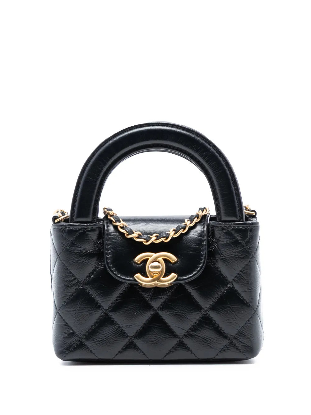 CHANEL Pre-Owned 2021-2025 Mini Nano Aged Calfskin Kelly Shopper Bag satchel - Black | Farfetch Global
