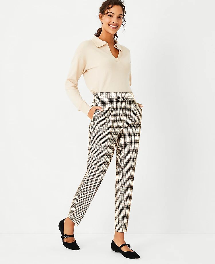 The Petite Check Print Easy Ankle Pant | Ann Taylor (US)