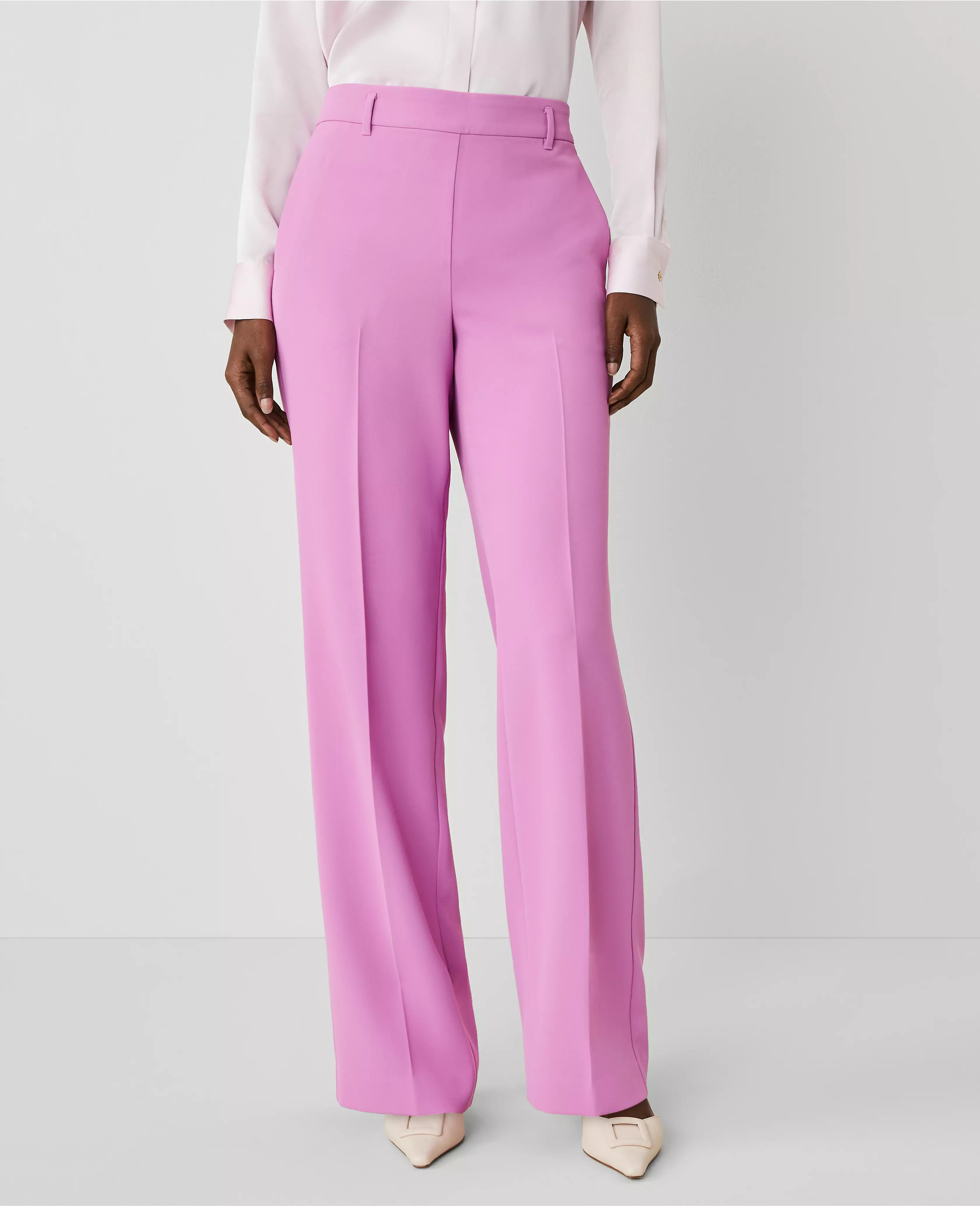 The Side Zip Straight Pant in Fluid Crepe — Curvy Fit | Ann Taylor