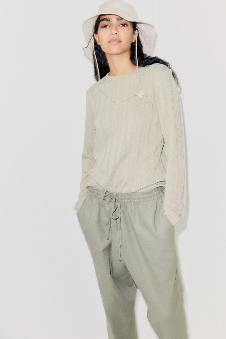 Rib-knit Top - Light khaki green - Ladies | H&M US | H&M (US + CA)