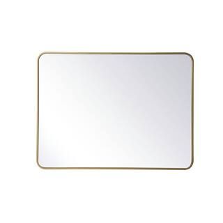 Timeless Home 40 in. H x 30 in. W Brass Modern Soft Corner Rectangular Wall Mirror WM1603040BR | The Home Depot