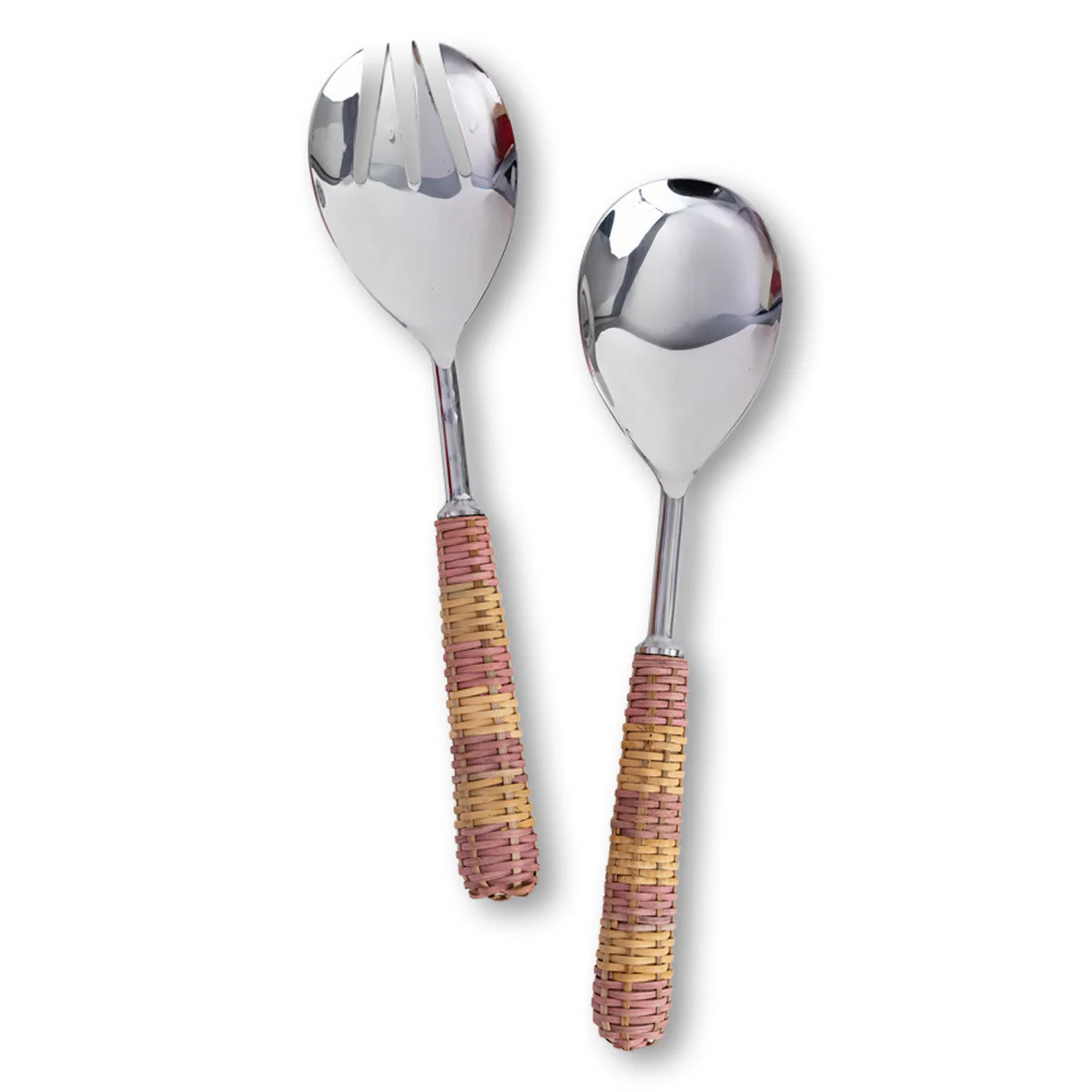 Furbish Studio Rattan Salad Servers S/2 - Pink | Furbish Studio