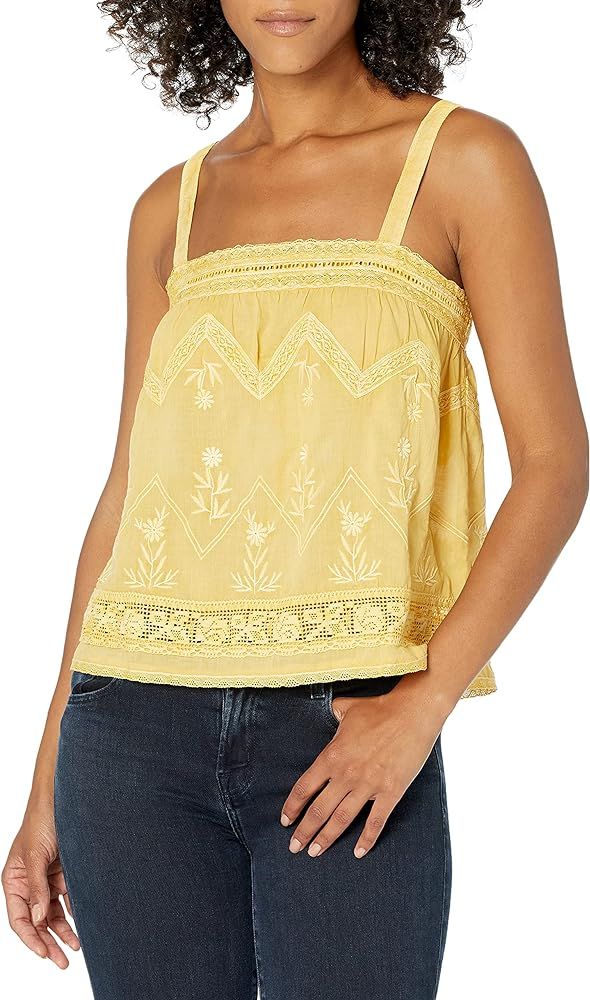 Lucky Brand Women's Sleeveless Embroidered Woven Tank Top | Amazon (US)