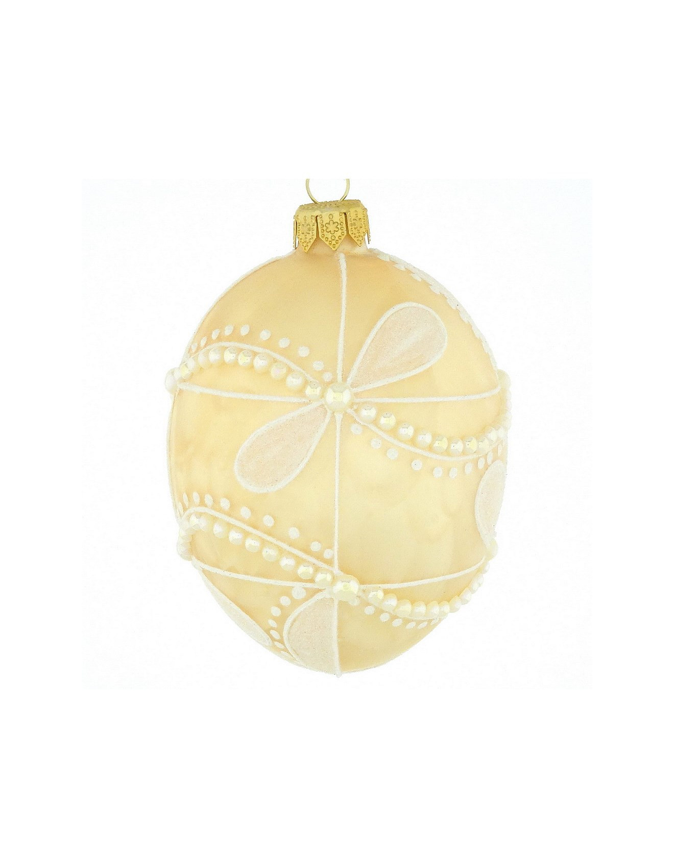 10CM PEARL BEAD SWIRL ON GOLD EUROPEAN GLASS BAUBLE | David Jones (Australia & New Zealand)