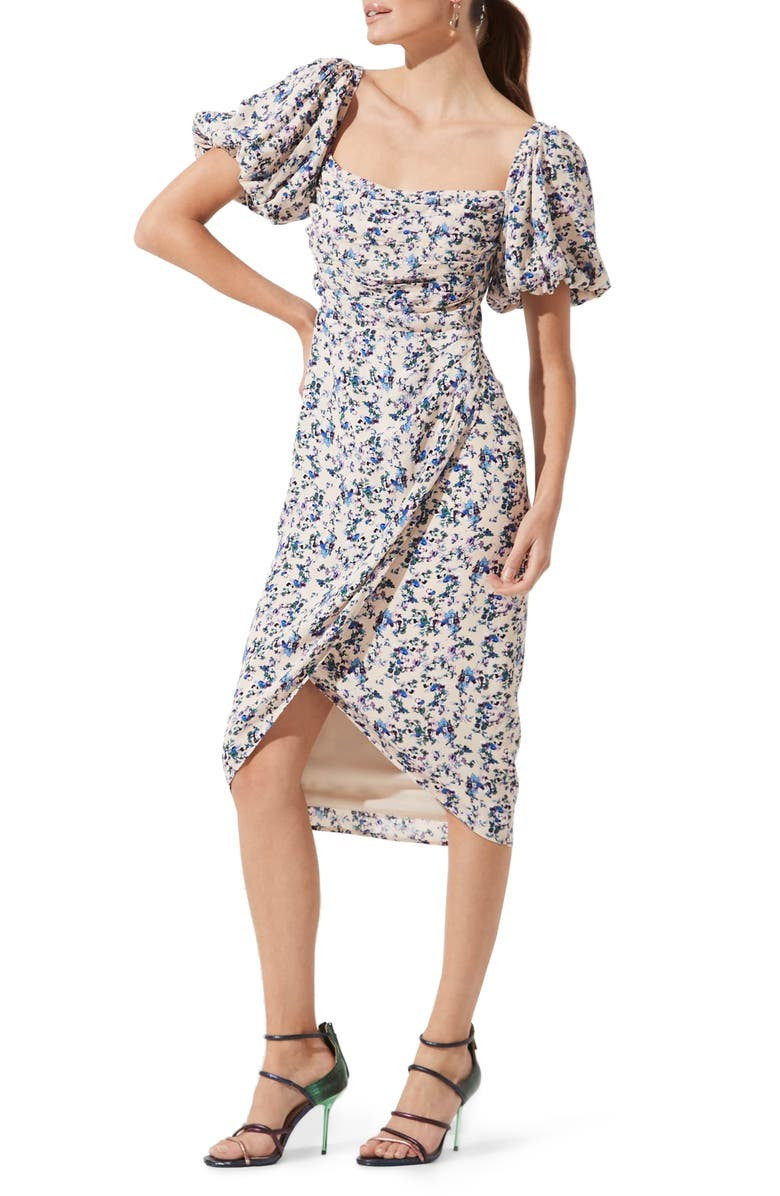 Square Neck Bubble Sleeve Dress | Nordstrom