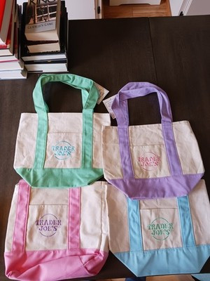 New Limited Edition Trader Joe’s Mini Pastel Canvas Tote Bags With Tags | eBay US