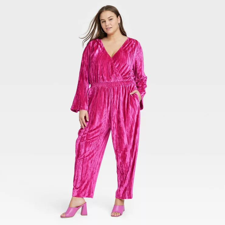 Women's Bell Long Sleeve Velour Jumpsuit - A New Day™ | Target