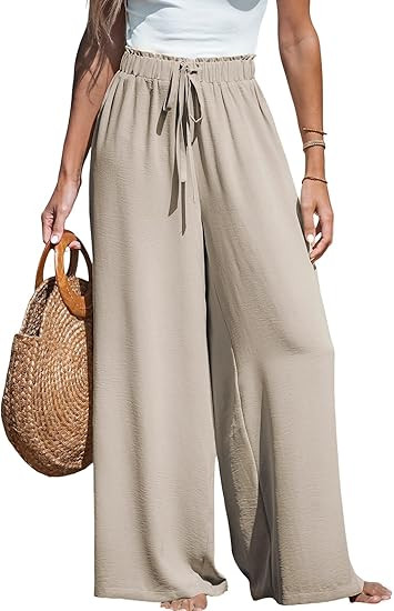 CUPSHE Palazzo Pants for Women Smocked Waist Boho Western Flowy Wide Leg Pant | Amazon (US)