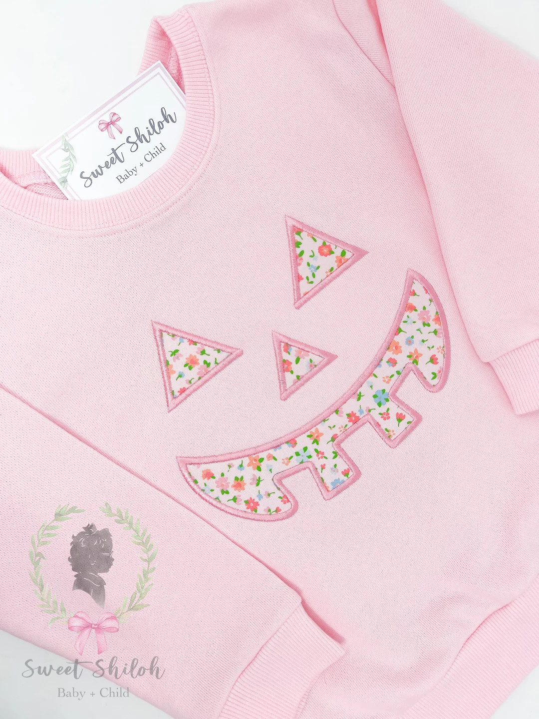 Baby Girl Jack O Lantern Sweatshirt, Pumpkin Monogram Pullover, Girls Halloween Pumpkin Face Crew... | Etsy (US)