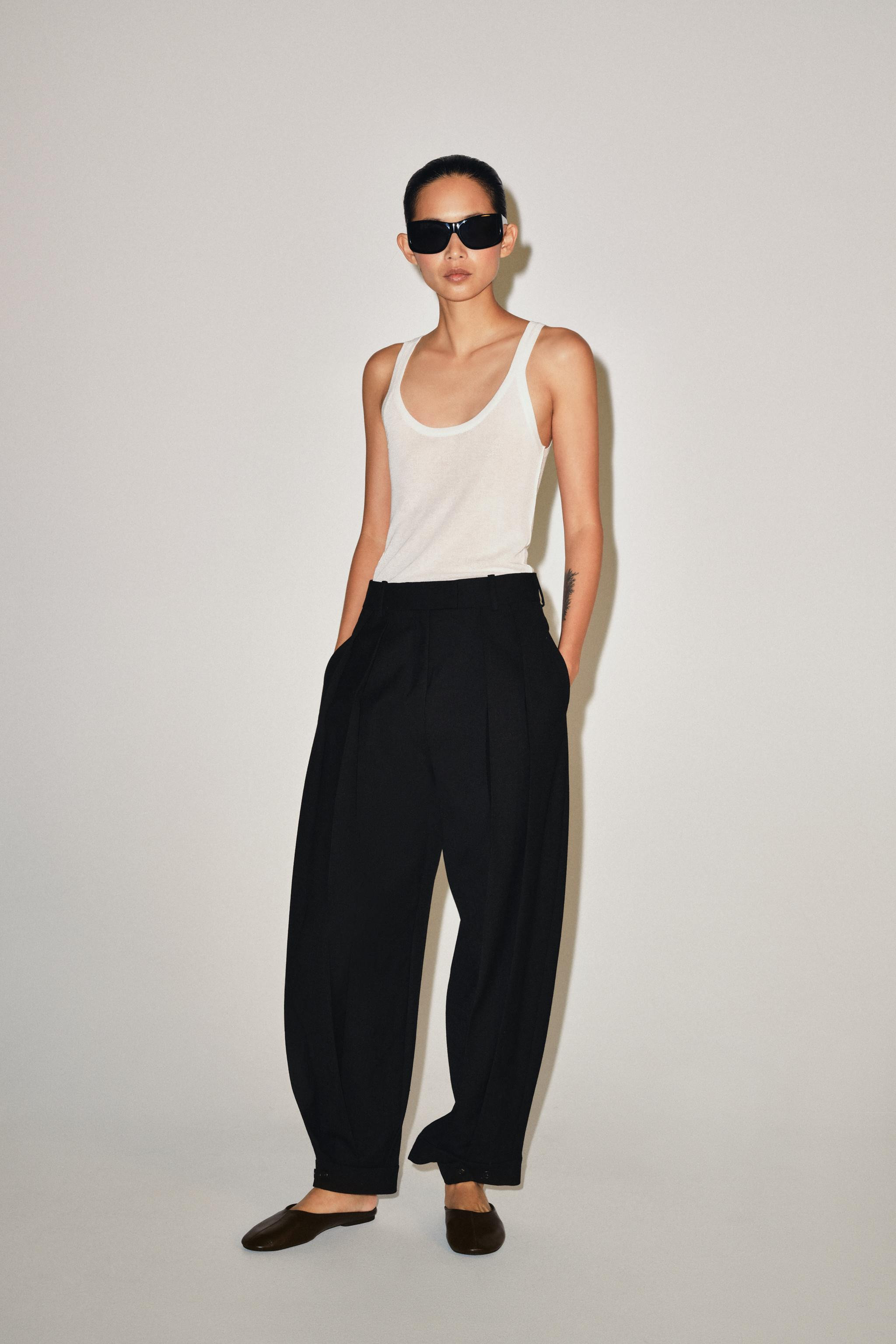 ZW COLLECTION PLEATED TROUSERS WITH TABS | Zara US