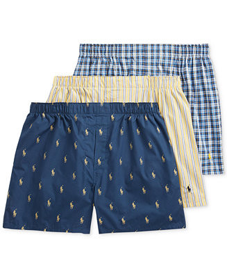 Men's 3-Pack Classic Woven Cotton Boxers | Macy's