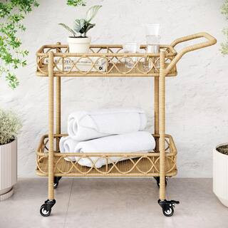 Hana Resin Wicker Outdoor Bar Serving Cart | The Home Depot
